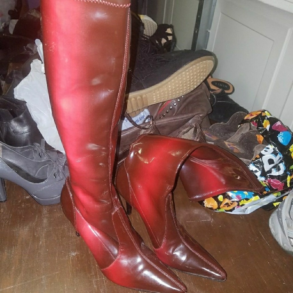 Gianni Bini red knee high boots